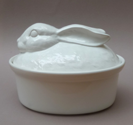 White ceramic hare tureen Japan