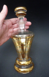 Mid Century luster glass gold stripe decanter