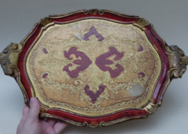 Florentine serving tray in Red and Gold