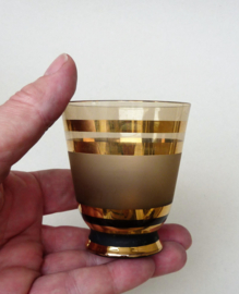 Mid Century rookglas goud gestreepte karaf met glazen