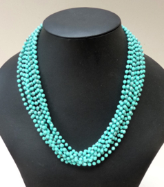 Mid Century meersnoerig turquoise collier