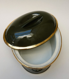 Pillivuyt bistroware porcelain tureen green with gold