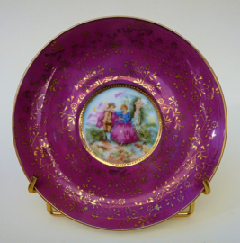 Vergulde porseleinen Fragonard Courting Couple kop en schotel