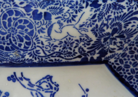 Japanse Meiji octagonale blauw wit porseleinen schaal