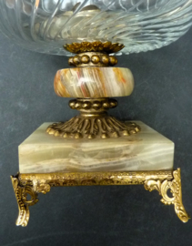 Hollywood Regency glazen bonbonschaal op onyx voet
