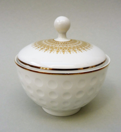 Arzberg Heinrich Loffelhardt vorm 2375 Golfbal suikerpot met deksel in wit met goud