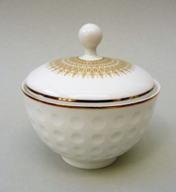 Arzberg Heinrich Loffelhardt shape 2375 Golf ball sugar bowl in white and gold