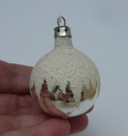 Vintage kerstbal zilver gesuikerd 5 cm
