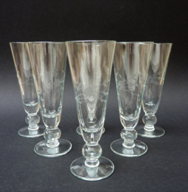 Engraved crystal liqueur flute glasses