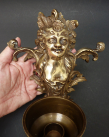 Antique brass wall sconce in Louis XV style with female figure