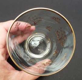 Mid Century gegraveerd tumbler glas met gouden rand