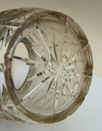 Glass olive cut biscuit barrel