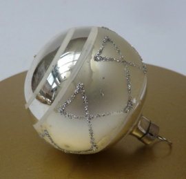 Vintage kerstbal zilver gesatineerde band 6 cm