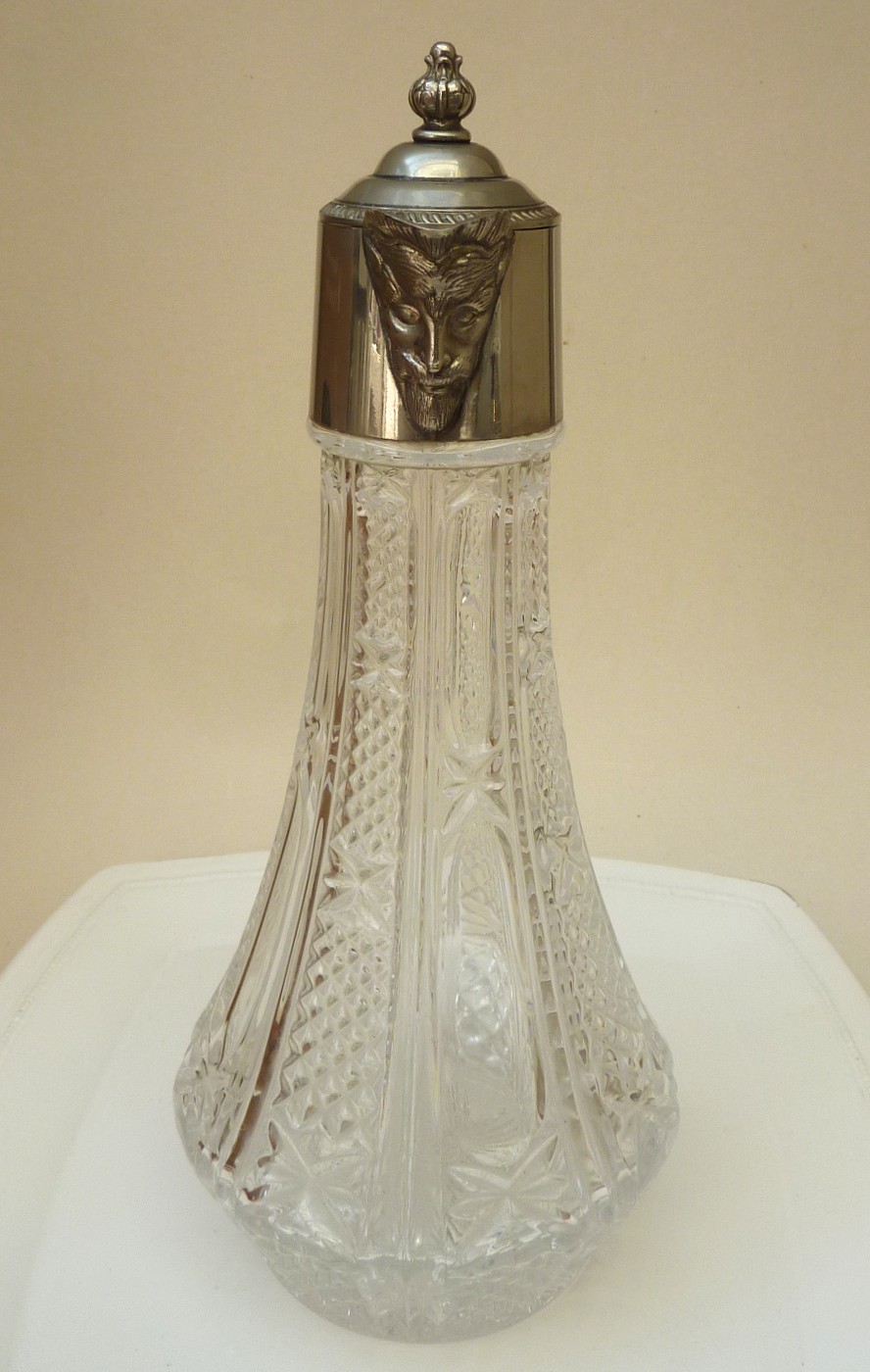 English silver plate mounted pressed glass claret jug