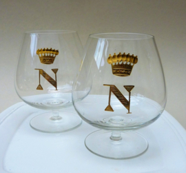 Crystal Napoleon III cognac snifter glasses