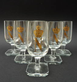 Napoleon III rare crystal square base wine glasses c1875