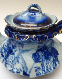 T Rathbone Flow Blue theepot Chinese Mid Century reproductie