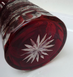 Bohemian ruby cut to clear bedside water carafe and glass