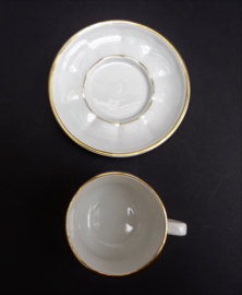 Apilco white and gold cappuccino cup with saucer 