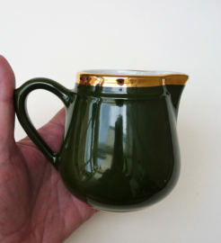Pillivuyt bistroware milk jug green with gold