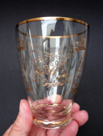 Mid Century gegraveerd tumbler glas met gouden rand