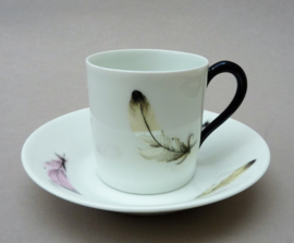 Limoges LC Art Deco espresso kopjes met veren decoratie