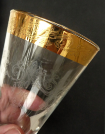 Murano engraved whisky tumblers water glasses with gold band