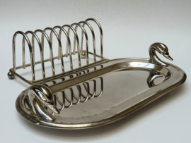 Silver plated toast rack with Pate Foie gras plate