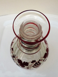 Decanter with ruby red vine decoration 19th century