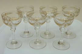 Baccarat St Louis gilded engraved liqueur glasses 19th century