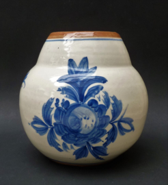 Vintage blauw witte faience vaas