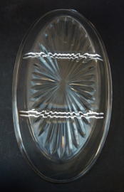 Oneida silver plated and pressed glass snack dish