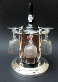 Verzilverde caddy voor port fles en glazen