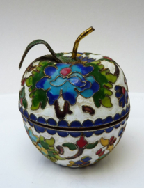 Chinese cloisonne Apple lidded trinket box