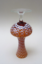 Murano vintage Art Glass vaas op voet met zigzag decor