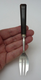 Aluminium dessert taart vorkjes met bakelieten heft jaren 40