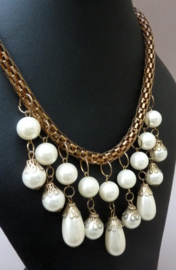 Vintage chunky kunst parel collier 