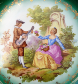 Gloria Rembrandt Fragonard courting couple high tea cake plate