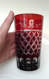A pair of Bohemian ruby cut to clear longdrink glasses