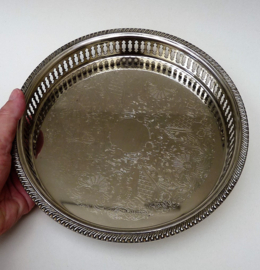 Silver plated tray with reticulated gallery