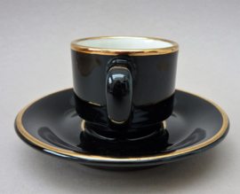 Delaunay espresso kop en schotel in zwart met goud