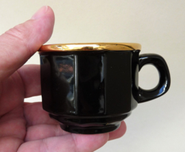 SPM Walkure zwarte bistroware porseleinen espressokop met gouden rand