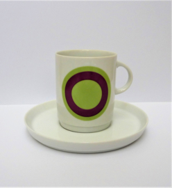 Thomas Form 200 ABC green and pink circle cup with saucer 