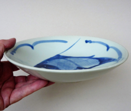 Chinese blue white porcelain Koi Carp bowl 23 cm