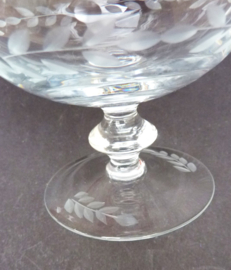 A pair of engraved Cognac Calvados tulip bowl glasses