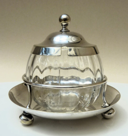 Pearce and Sons Leeds Art Deco glazen jampot in verzilverde houder