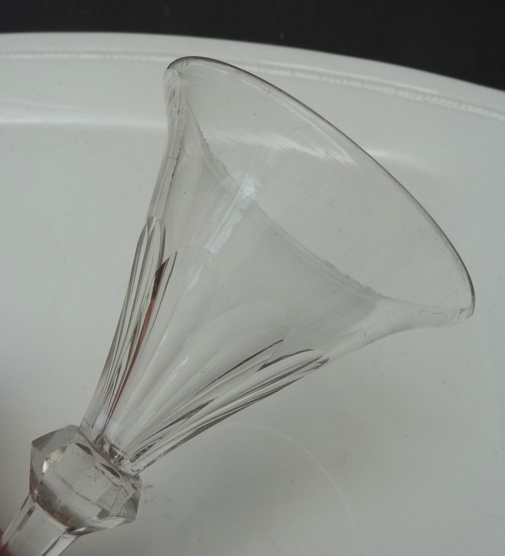 Gin glass faceted knop stem 19th century