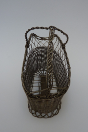 French silver plated braided wine bottle basket