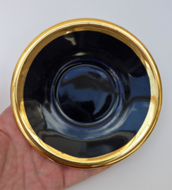 Vallauris cobalt blue and gold cup with saucer