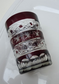 Boheemse robijnrode cut to clear bedside waterkaraf en glas